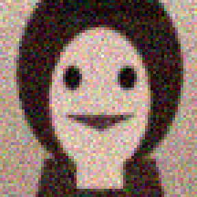 原图同坐标 72×72 面部 crop，用 nearest-neighbor 拉到 288×288