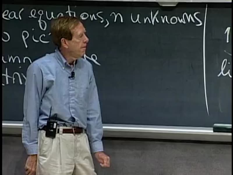 ‘N equations, N unknowns — row vs column picture, matrix’